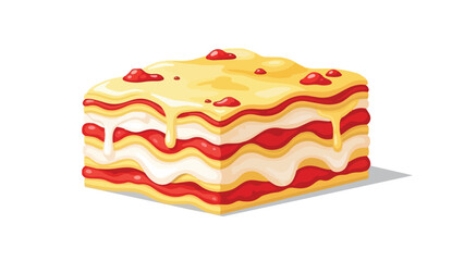 A vibrantly illustrated slice of savory layered pasta, rich with diverse fillings and melted cheese, presenting a mouthwatering culinary delight, a