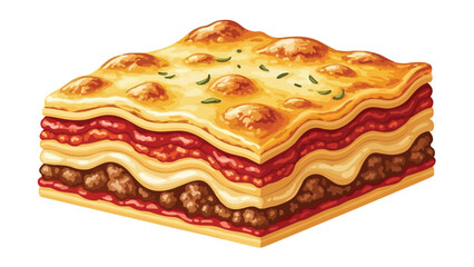 Hearty Italian lasagna slice, showcasing delectable layers of pasta, rich meat sauce, creamy cheese, and a golden baked top, inviting a truly