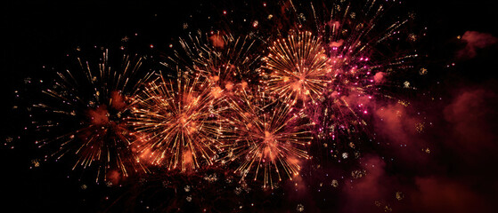 Celebratory fireworks display city skyline nighttime event festive environment aerial view holiday concept