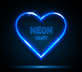 Neon heart-shaped frame. Abstract background with space for text. A glowing heart for holiday cards, banners, invitations. Vector EPS 10.