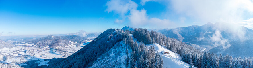 Chiemgau alps at Unterberg Alm, Ruhpolding covered in fresh powder snow