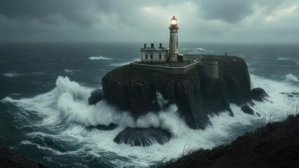 Lighthouse on a stormy island