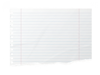 Blank lined paper isolated on transparent background