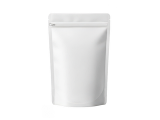 Empty white stand-up pouch isolated on transparent background