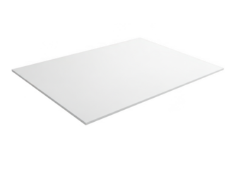 Minimalist white table top isolated on transparent background