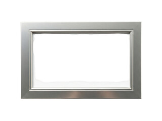 Modern silver-framed mirror isolated on transparent background