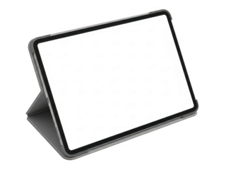 Modern tablet device with stand isolated on transparent background