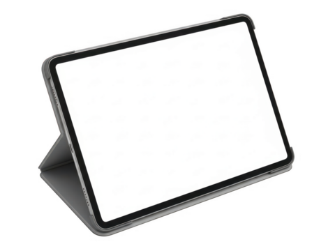 Modern tablet device with stand isolated on transparent background - Powered by Adobe
