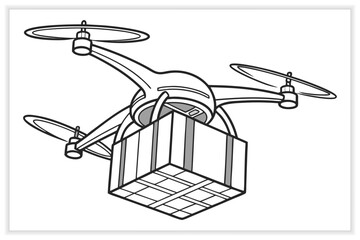 Drone Vector Illustration Set UAV, Aerial Technology, Quadcopter, Remote Control Drone