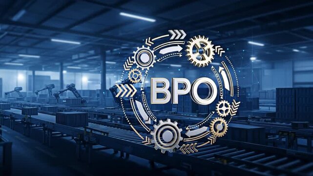 A business process outsourcing (BPO) service industry concept image.