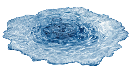 Blue water ripple splash isolated on transparent background