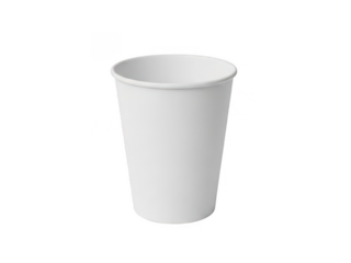 Empty white disposable cup isolated on transparent background