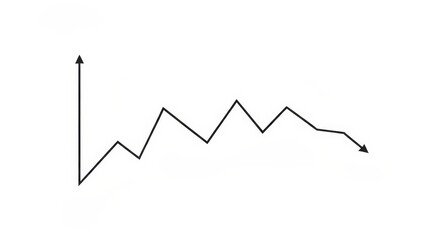 Abstract Line Graph with Fluctuating Trends and Downward Arrow