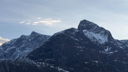 Picture of Snowy Norwegian Mountain Range in Winter Landscape Covered in Snow Nature Environment Horizontal Photo