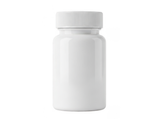 Empty white medicine bottle isolated on transparent background