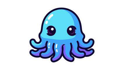 Obraz premium Cute Blue Octopus Vector Illustration with Large Purple Eyes