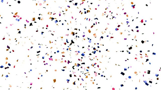 confetti rain effect overlay green screen alpha channel. Confetti Party Popper Explosion Animation. Slow motion Falling confetti Particles animation. multicolor gold confetti isolated transparent bg.