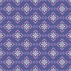 Geometric Pixelated Floral Diamond Shape Repeatable Pattern for Textile Design