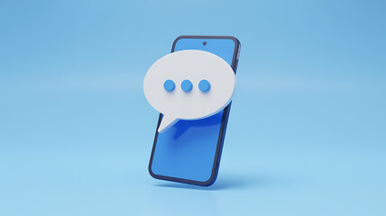 Modern Smartphone with a White Speech Bubble and Ellipsis Dots Representing Chat, Messaging, or Ongoing Communication