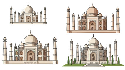 The Taj Mahal stands majestically in various architectural views and environments depicted. © SiyamolHasan