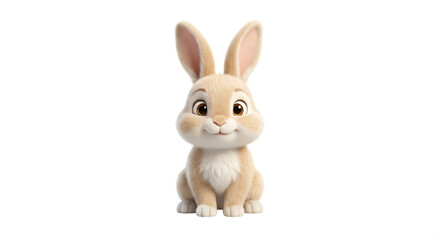 Obraz premium Cute baby bunny 3D character centered on white background