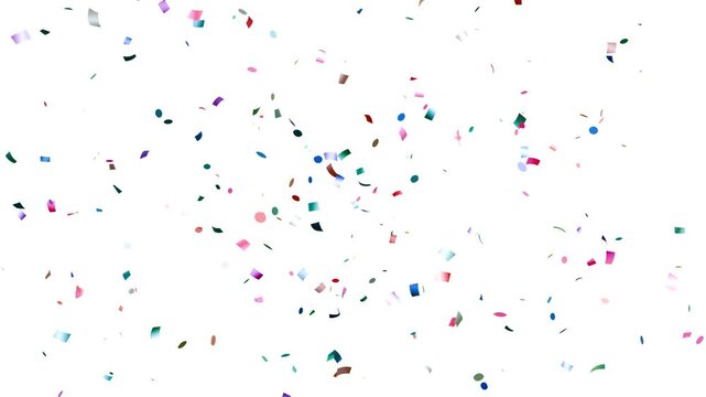 confetti rain effect overlay green screen alpha channel. Confetti Party Popper Explosion Animation. Slow motion Falling confetti Particles animation. multicolor gold confetti isolated transparent bg.