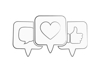Naklejka premium Outline illustration of digital engagement icons for networking and communication
