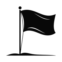 A simple black flag waving on a pole illustrated in a minimalist style