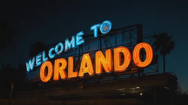 "Welcome to Orlando" sign.