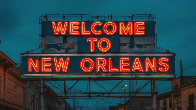 "Welcome to New Orleans" sign.