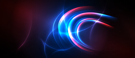 Abstract swirls, vibrant blue, pink hues dominate dark background. Energy flows, creating dynamic visual impact.