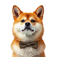 Obraz premium A Shiba Inu dog wearing a bow tie on transparent background
