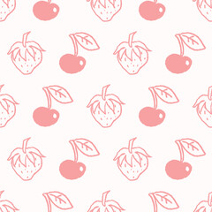 Minimal Pink Cherry Strawberry Pattern