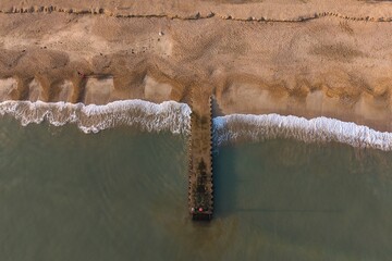 Winter Sunset Over Ballesdale Jetty, Weymouth Dorset Aerial View © Radd