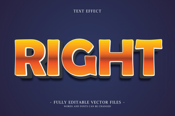 Fototapeta premium Bold Orange Gradient 3D Text Effect for 'RIGHT' Word