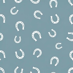 White Horseshoes Pattern on Light Blue Background for Lucky or Fashion Design