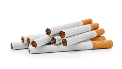Close-up of several lit cigarettes stacked on top of each other