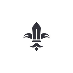 Fleur de Lis emblem icon representing royalty, nobility, heraldry, or classic medieval kingdom symbols. © ShiningPixel