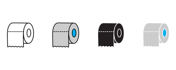 Toilet paper roll icon set vector on white background. paper products, household items, bathroom essentials symbol. vector illustration.