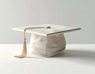 부드러운 소재의 흰색 학사모. 졸업식 모자. graduation cap 3d