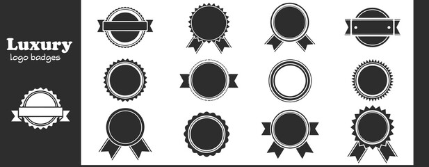 Premium Vintage Logo Badge vector Elements sticker silhouettes and branding emblems collection, decorative label, frame shapes, stamp, Guaranteed
flat shields