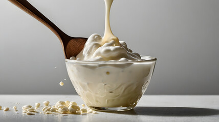 pouring milk into a spoon