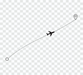 Airplane Flight Path with Destination Pins
