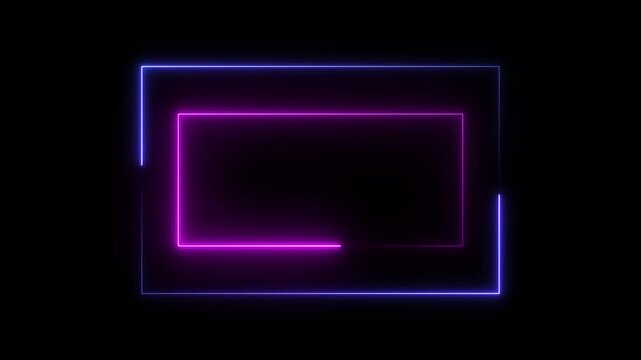 Dual Neon Rectangular Frames in Blue and Magenta on Black abstract background