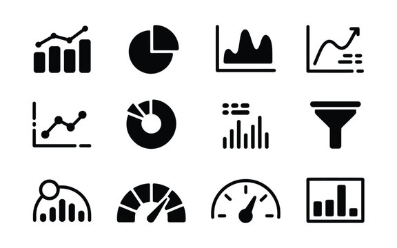 Flat design business charts and graphs collection