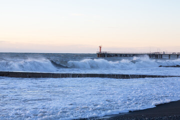 The Black Sea, a storm. Russia, Sochi, Adler