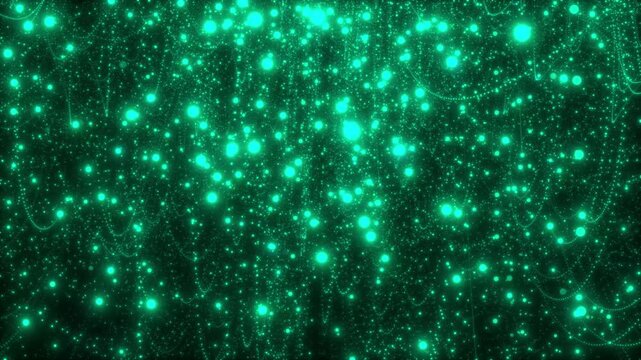 Emerald Green Glowing Particles and Bokeh Lights Filling the Frame image photo