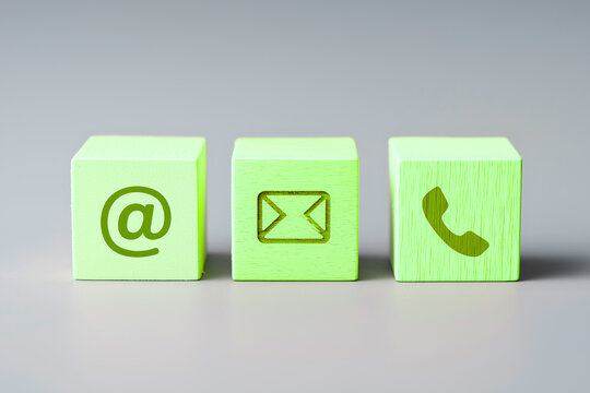 Green Contact Icon Blocks for Business Communication Systems