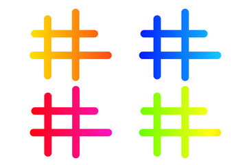 Obraz premium Modern abstract hashtag icon with smooth rounded edges and a purple-to-blue gradient design. Minimal, creative and clean symbol suitable for social media branding, digital marketing used