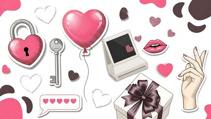 Valentines Day Digital Romance Elements Collection.